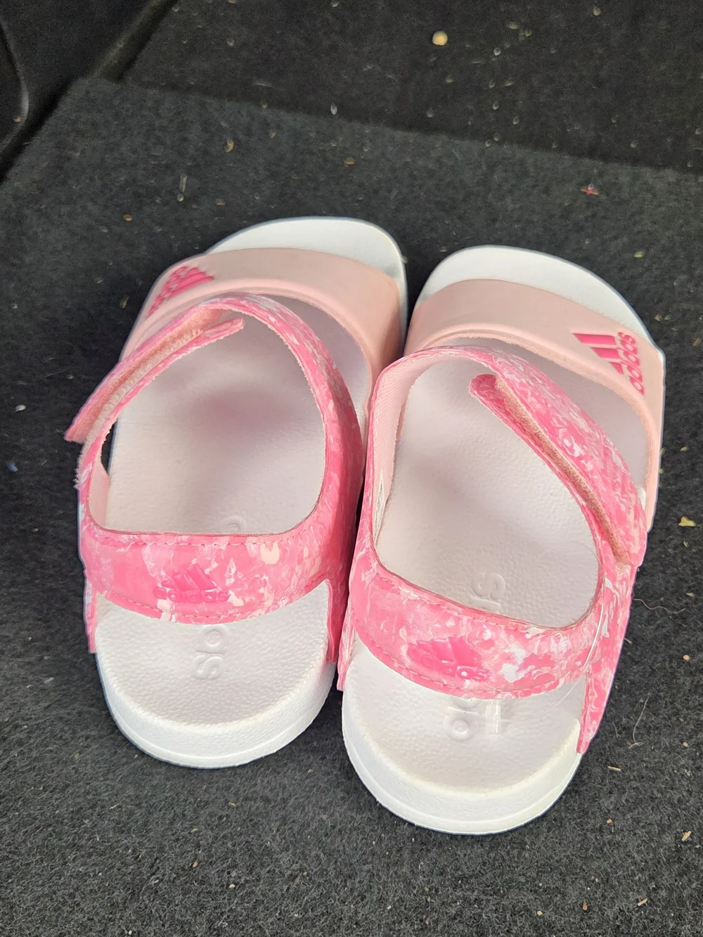 adidas Kids Pink and White Velcro Strap Sandals